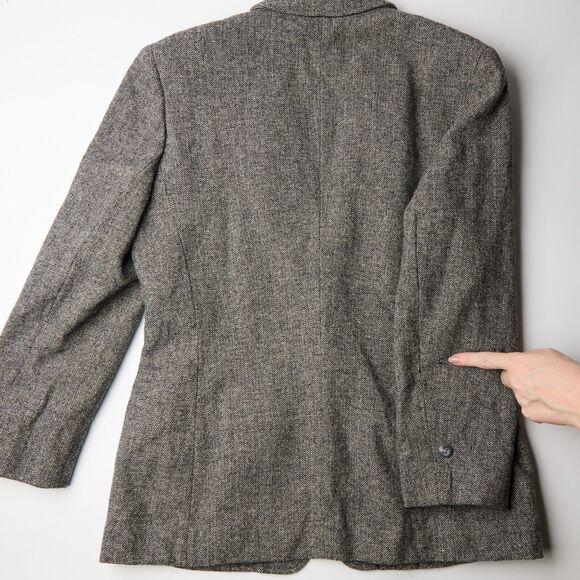 Vtg Pendleton Blazer Jacket Womens 10 Black White Chevron Wool Notch Lapel *hole - Picture 4 of 11